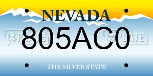 805AC0 Nevada License Plate