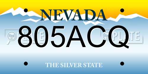 805ACQ Nevada License Plate
