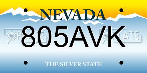 805AVK Nevada License Plate