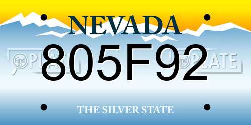 805F92 Nevada License Plate