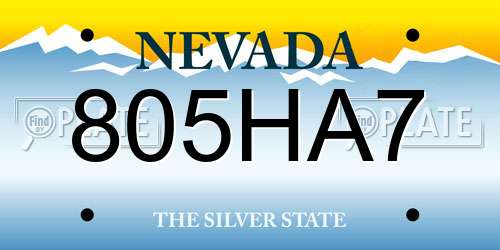 805HA7 Nevada License Plate