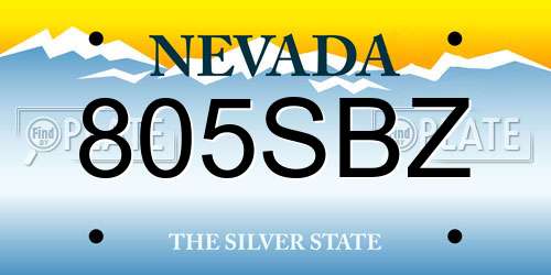 805SBZ Nevada License Plate