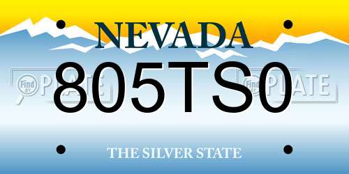 805TS0 Nevada License Plate
