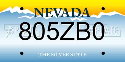 805ZB0 Nevada License Plate