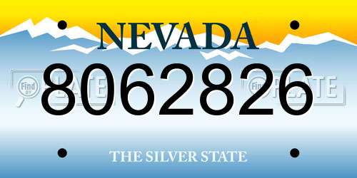 8062826 Nevada License Plate