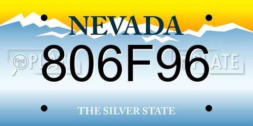 806F96 Nevada License Plate