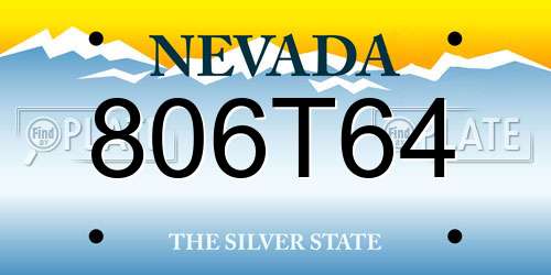 806T64 Nevada License Plate