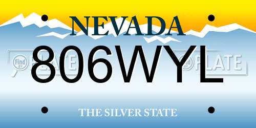 806WYL Nevada License Plate