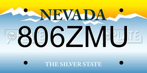 806ZMU Nevada License Plate