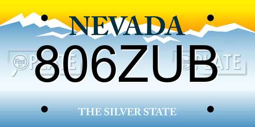 806ZUB Nevada License Plate