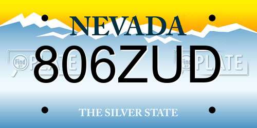 806ZUD Nevada License Plate