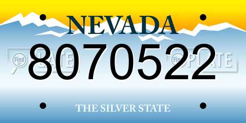 8070522 Nevada License Plate