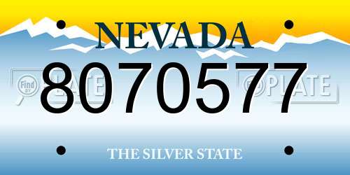 8070577 Nevada License Plate