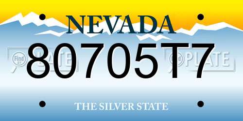 80705T7 Nevada License Plate