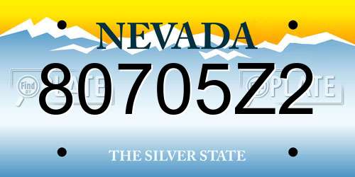 80705Z2 Nevada License Plate