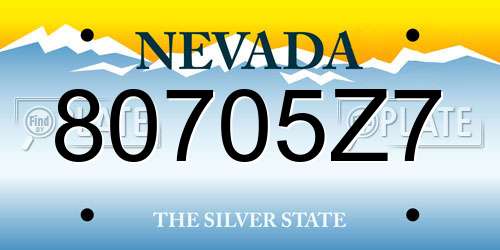80705Z7 Nevada License Plate