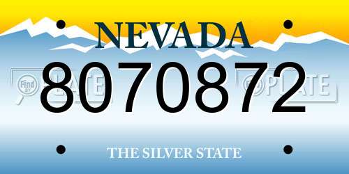 8070872 Nevada License Plate