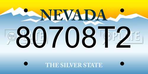 80708T2 Nevada License Plate