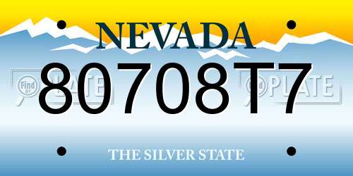 80708T7 Nevada License Plate