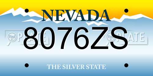 8076ZS Nevada License Plate