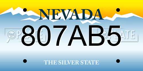 807AB5 Nevada License Plate