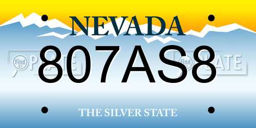 807AS8 Nevada License Plate