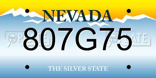 807G75 Nevada License Plate