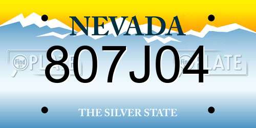 807J04 Nevada License Plate