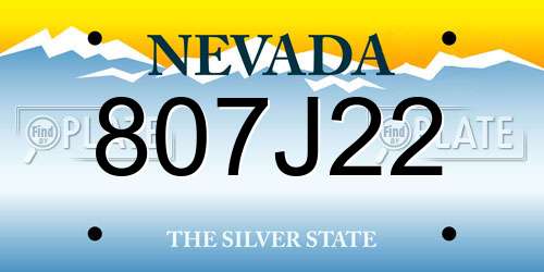 807J22 Nevada License Plate