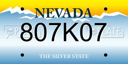 807K07 Nevada License Plate