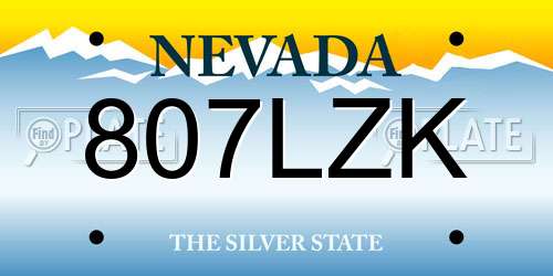 807LZK Nevada License Plate