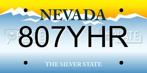 807YHR Nevada License Plate