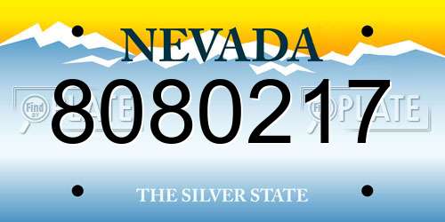 8080217 Nevada License Plate