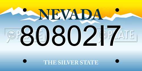 80802I7 Nevada License Plate