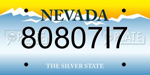 80807I7 Nevada License Plate