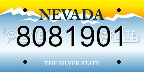 8081901 Nevada License Plate