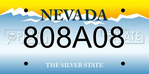 808A08 Nevada License Plate