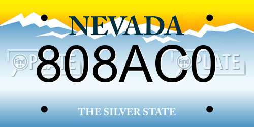 808AC0 Nevada License Plate
