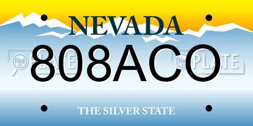 808ACO Nevada License Plate