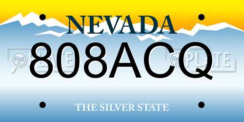 808ACQ Nevada License Plate