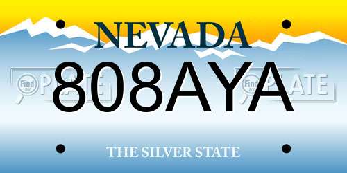 808AYA Nevada License Plate
