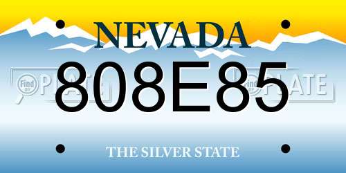 808E85 Nevada License Plate