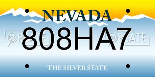 808HA7 Nevada License Plate