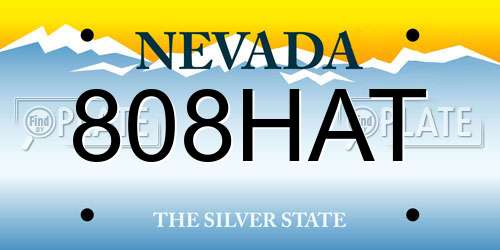 808HAT Nevada License Plate