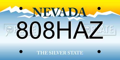808HAZ Nevada License Plate