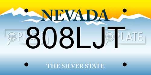 808LJT Nevada License Plate