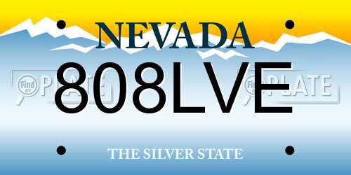 808LVE Nevada License Plate