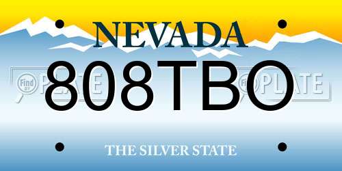 808TBO Nevada License Plate
