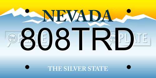 808TRD Nevada License Plate