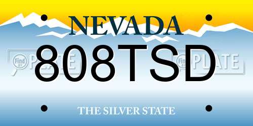 808TSD Nevada License Plate